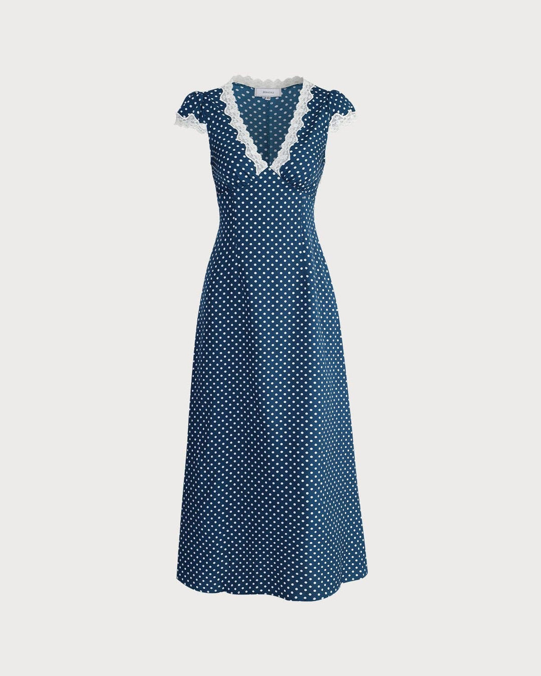 Morgan and Brooke | Navy V Neck Polka Dot Lace Maxi Dress