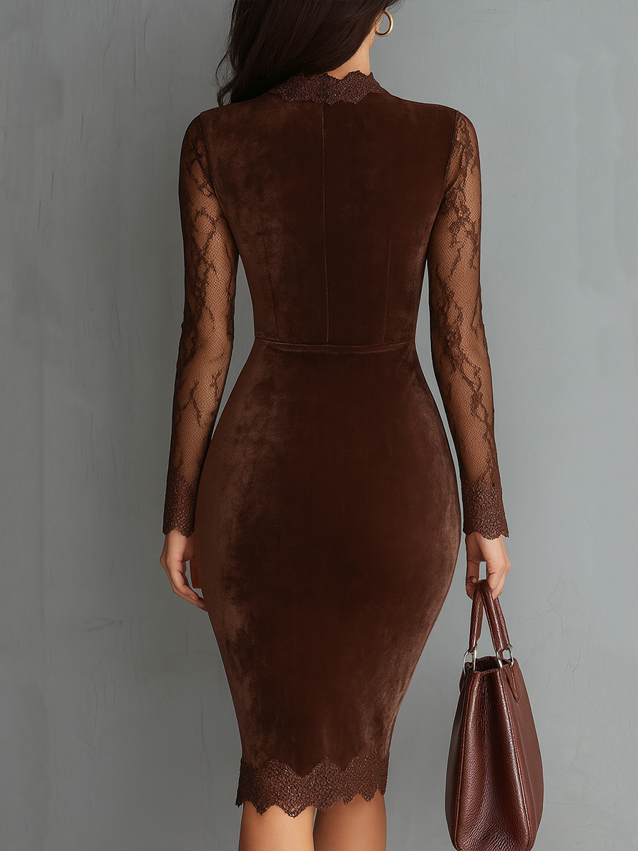 Morgan & Brooke | Vintage Keyhole Neck Lace Sleeves Dress