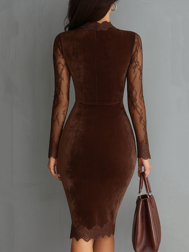 Morgan & Brooke | Vintage Keyhole Neck Lace Sleeves Dress