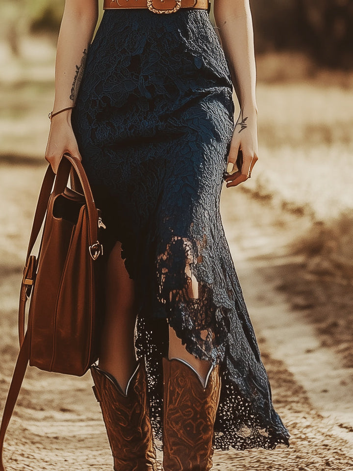 Morgan & Brooke | Blue Lace Sleeveless Casual Dress