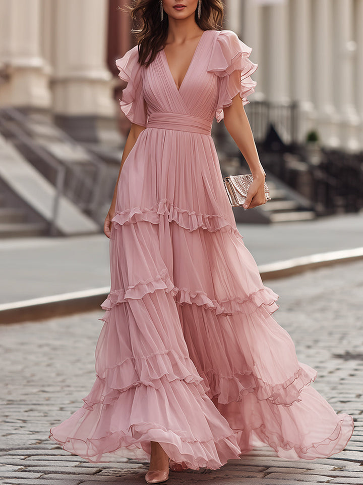 Morgan & Brooke | Ivory Ruffled Tiered Maxi Dress