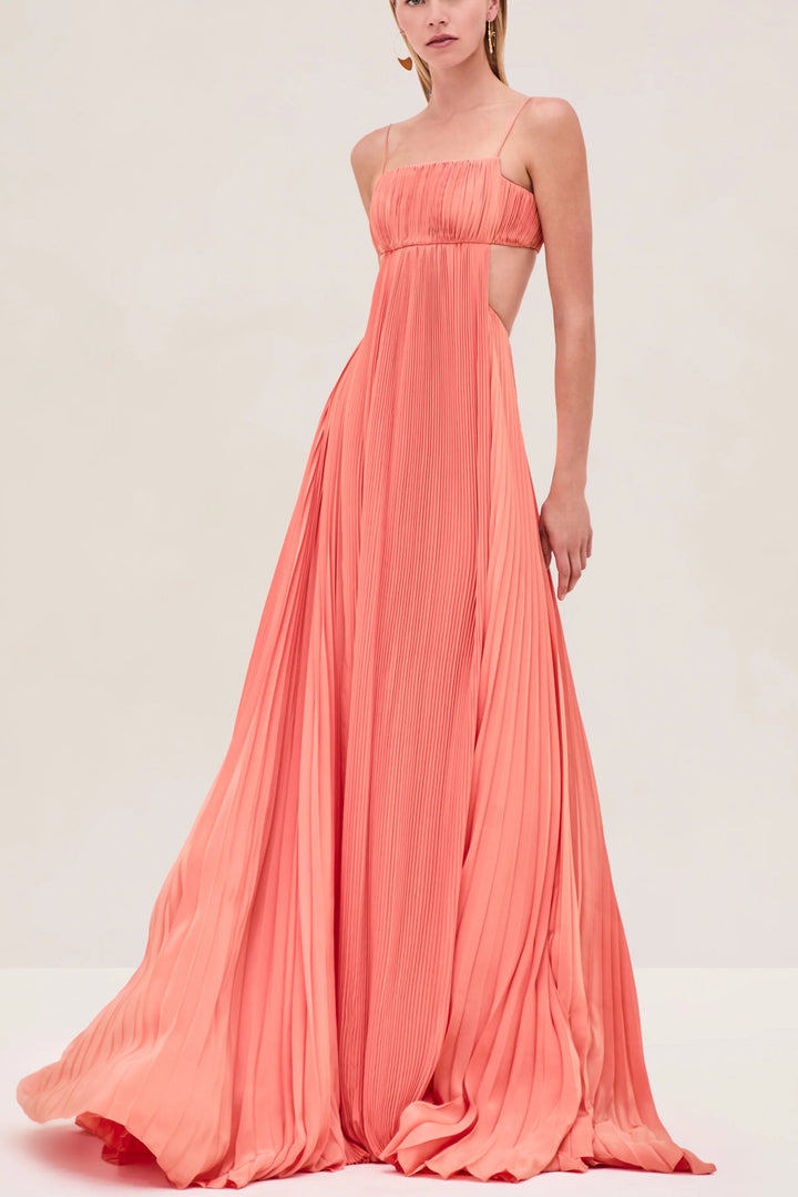 Morgan & Brooke | Coral Cutout Plisse Maxi Dress