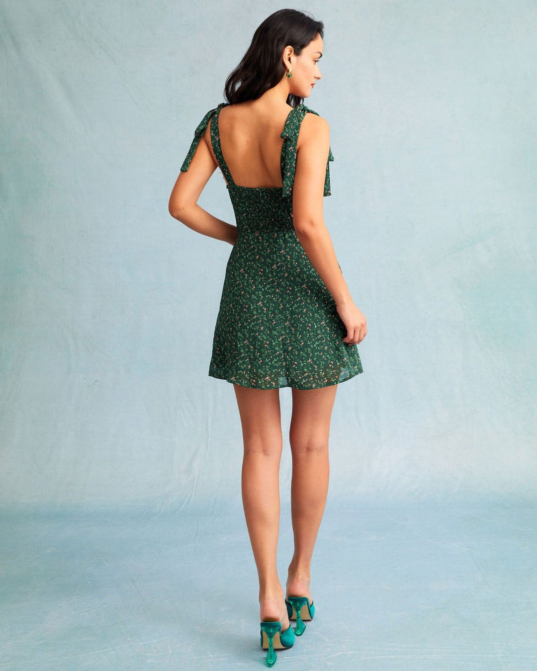 Morgan and Brooke | Green Floral Slip Mini Dress