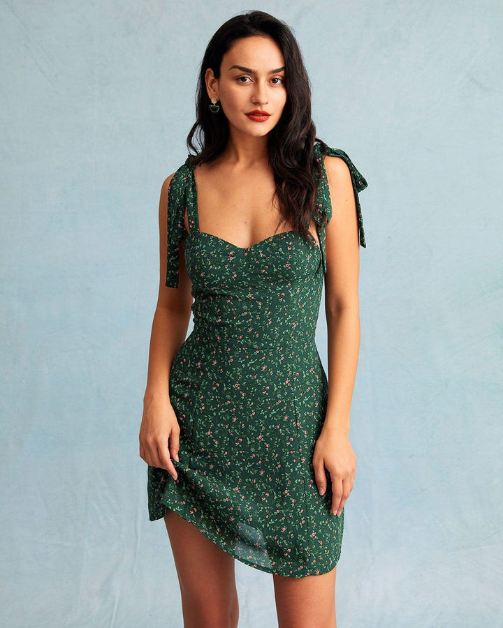 Morgan and Brooke | Green Floral Slip Mini Dress