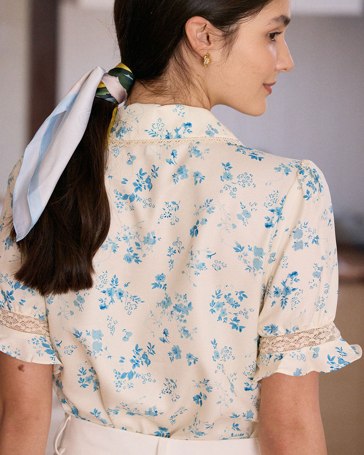 Morgan and Brooke | Lace Pleated Floral Shirt
