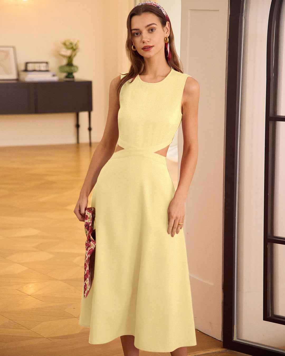 Morgan and Brooke | Yellow Cut-Out Midi Dress