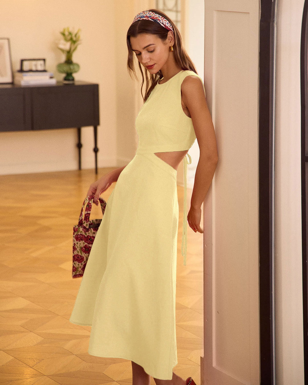 Morgan and Brooke | Yellow Cut-Out Midi Dress
