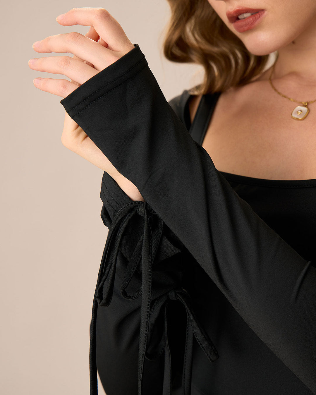Morgan and Brooke | Black Square Neck Long Sleeve Mini Dress