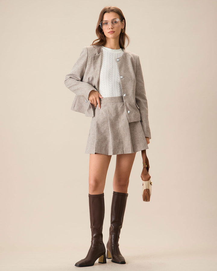Morgan and Brooke | Pleated Mini Skirt for Women in Khaki
