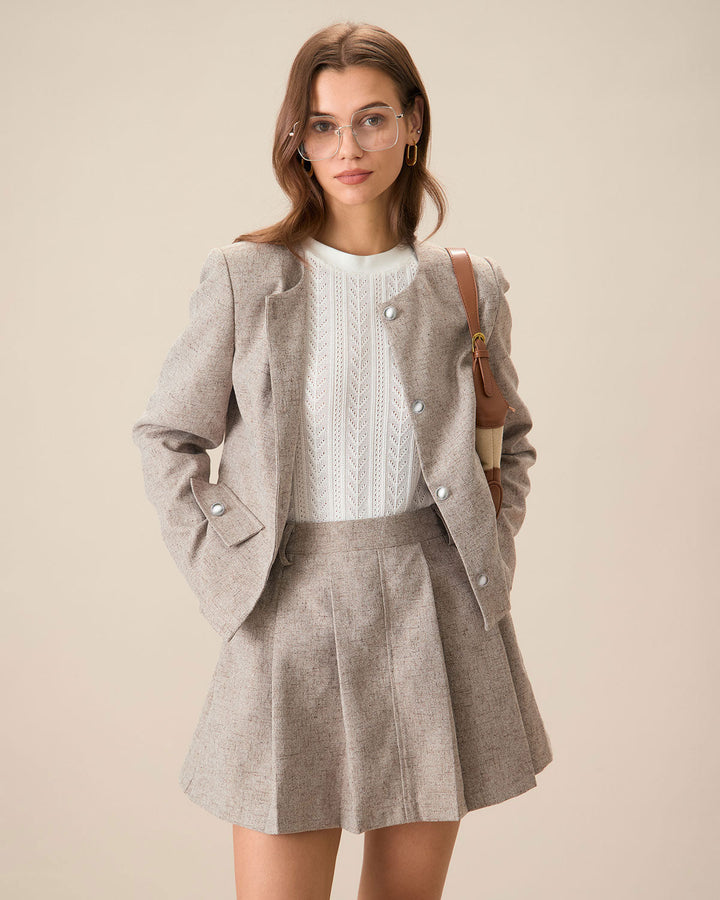 Morgan and Brooke | Pleated Mini Skirt for Women in Khaki
