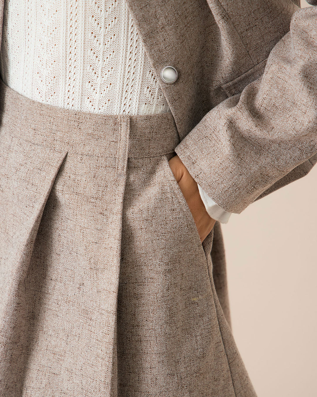 Morgan and Brooke | Pleated Mini Skirt for Women in Khaki