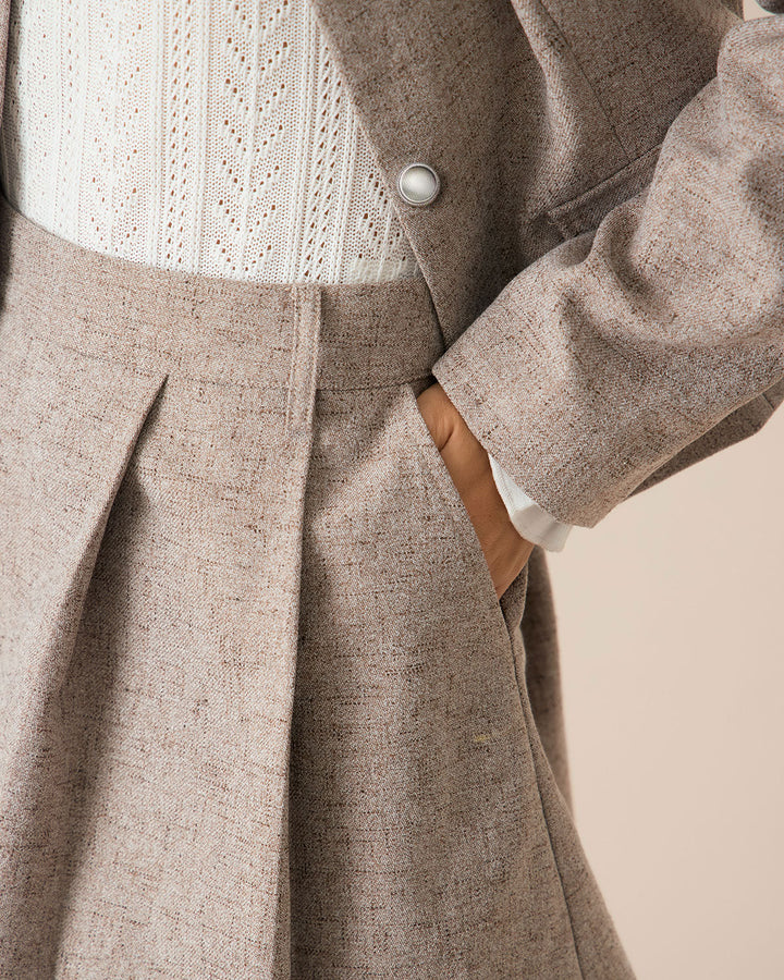 Morgan and Brooke | Pleated Mini Skirt for Women in Khaki