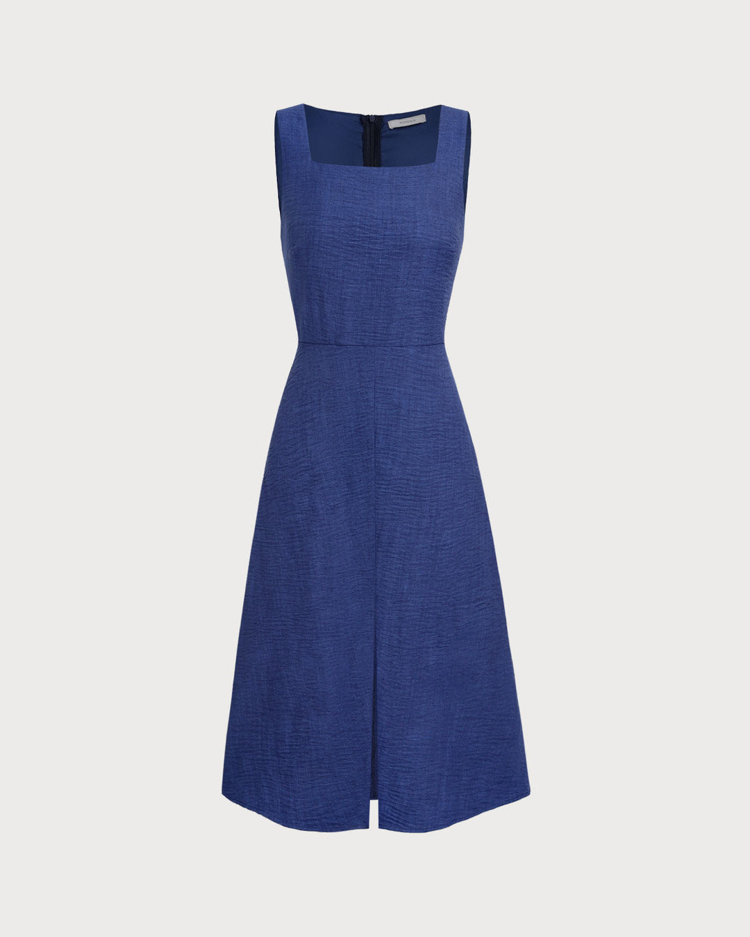 Morgan and Brooke | Square Neck Pleated Sleeveless Midi Dress in Blue