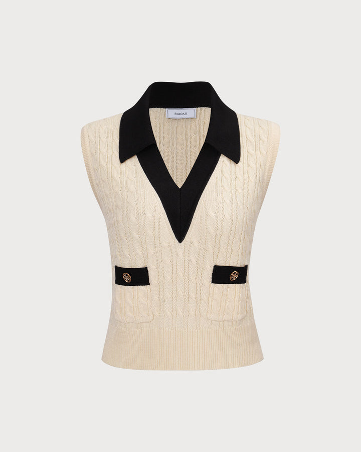 Morgan and Brooke | Colorblock Knit Tank Top for Women in Apricot