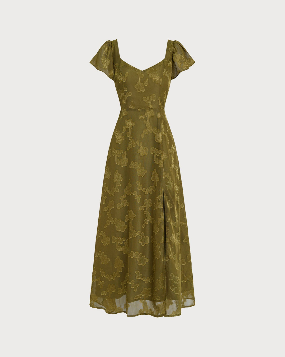 Morgan and Brooke | Green Jacquard Maxi Dress