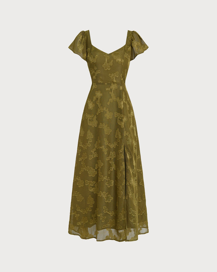 Morgan and Brooke | Green Jacquard Maxi Dress