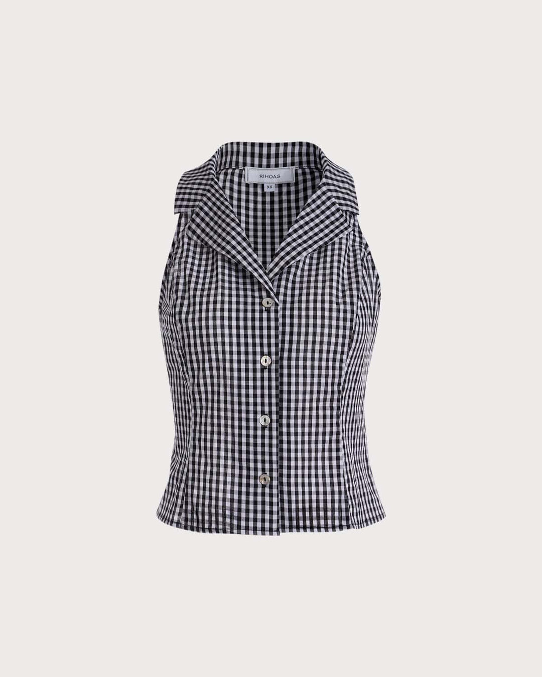 Morgan and Brooke | Collared Button-Up Sleeveless Plaid Vest