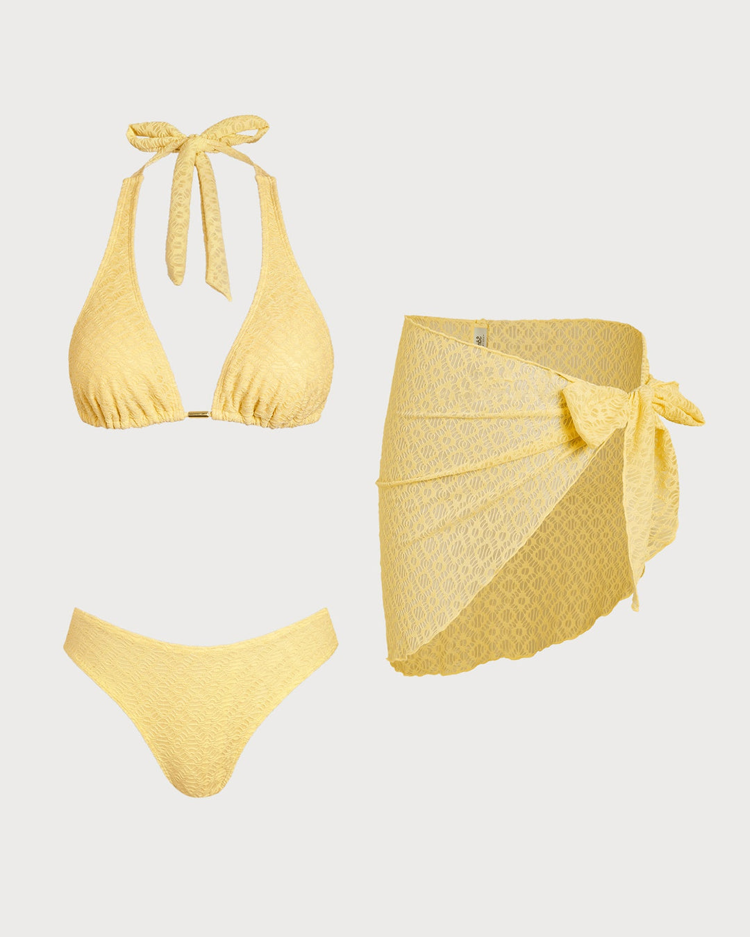 Morgan and Brooke | Jacquard Textured Bikini Set for Women in Yellow