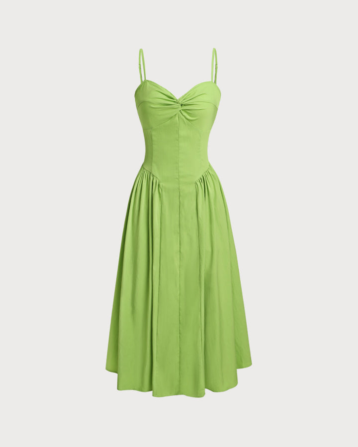 Morgan and Brooke | Sweetheart Neck Slip Midi Dress in Green