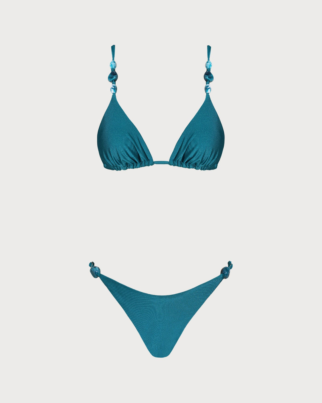 Morgan and Brooke | Ruched Triangle Bikini Set for Women in Turquoise