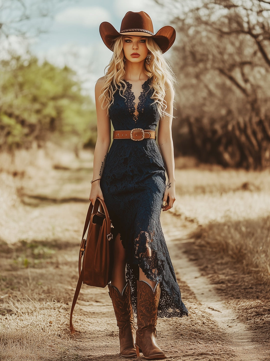 Morgan & Brooke | Blue Lace Sleeveless Casual Dress