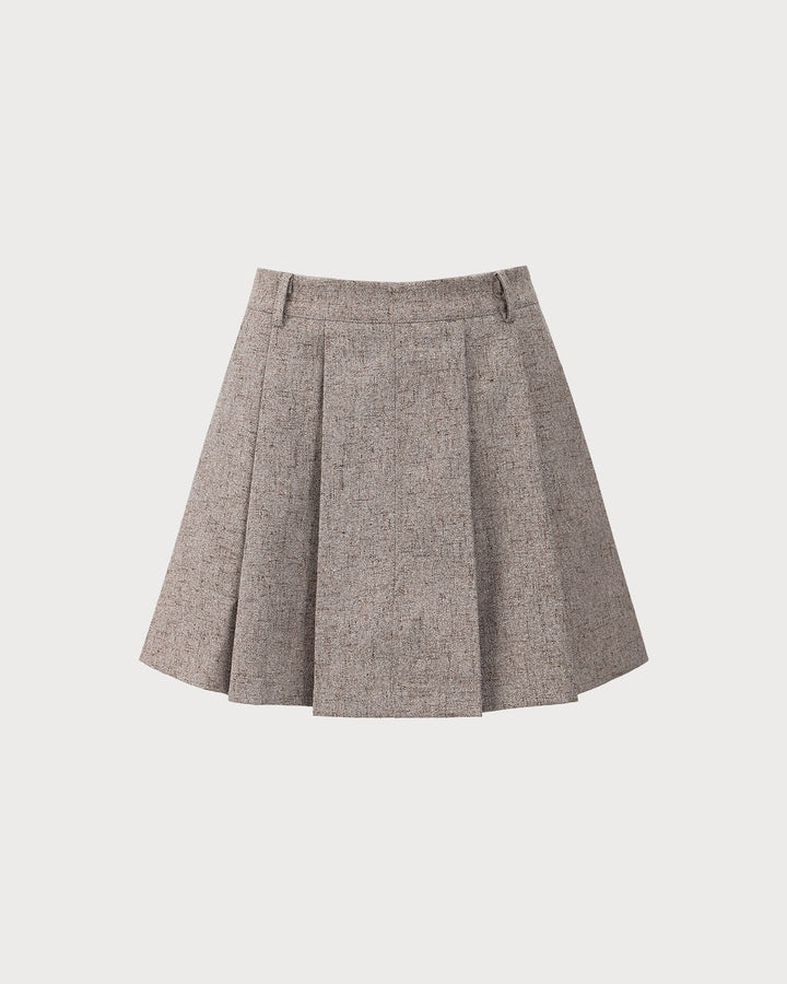 Morgan and Brooke | Pleated Mini Skirt for Women in Khaki