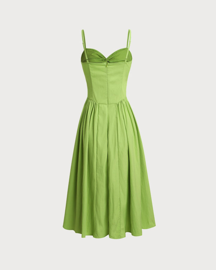 Morgan and Brooke | Sweetheart Neck Slip Midi Dress in Green