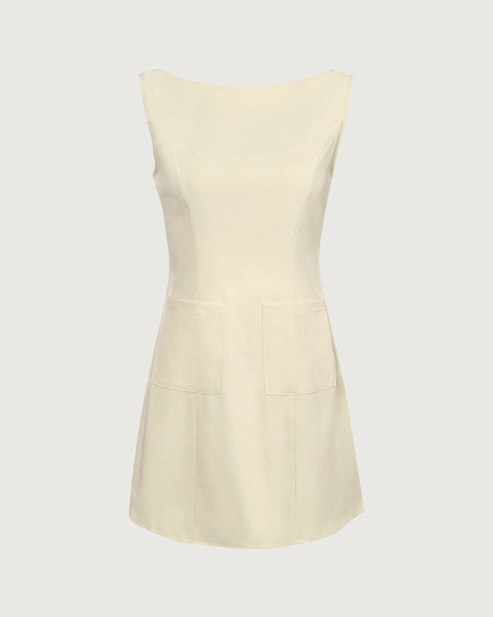 Morgan and Brooke | Yellow Boat Neck Cutout Mini Dress