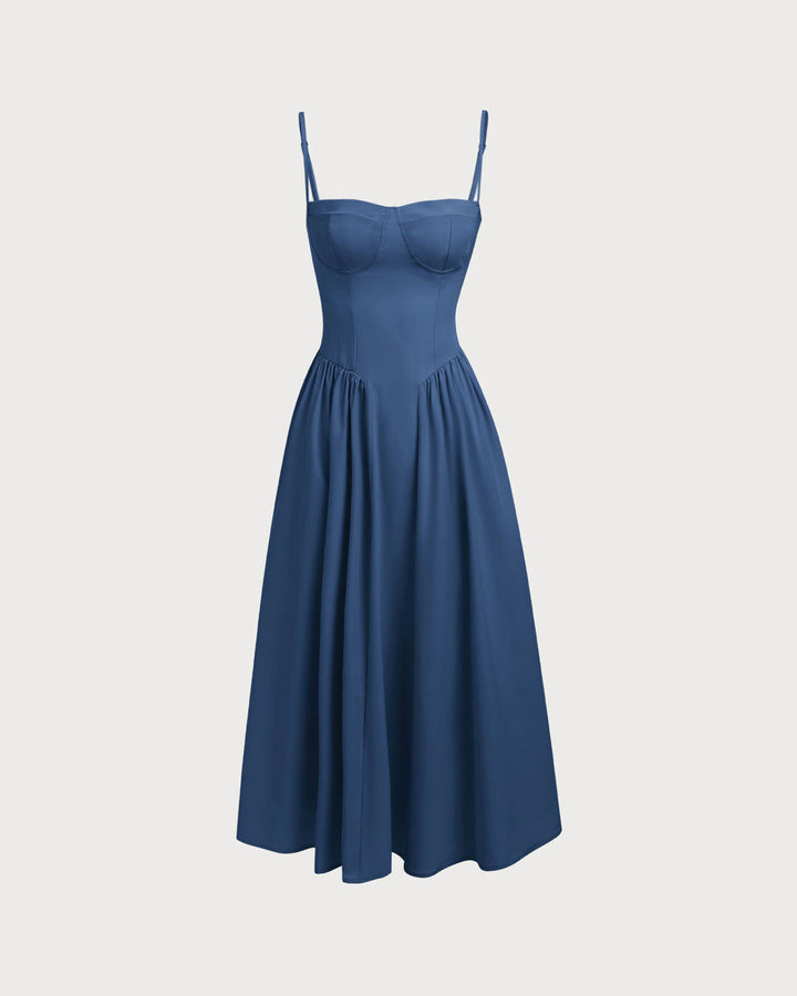 Morgan and Brooke | Navy Square Neck Midi Dress