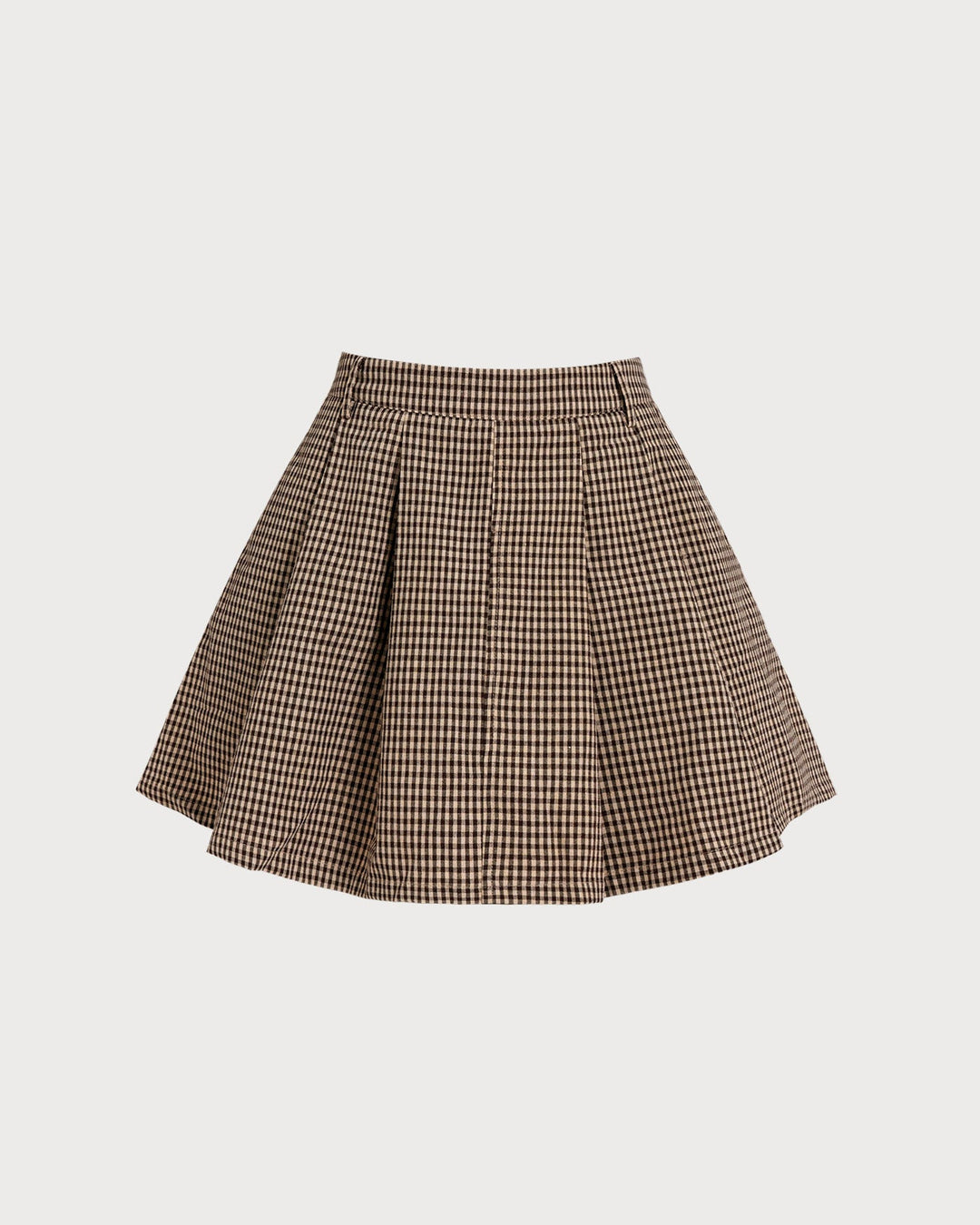 Morgan and Brooke | Brown Plaid Ruched Skirt