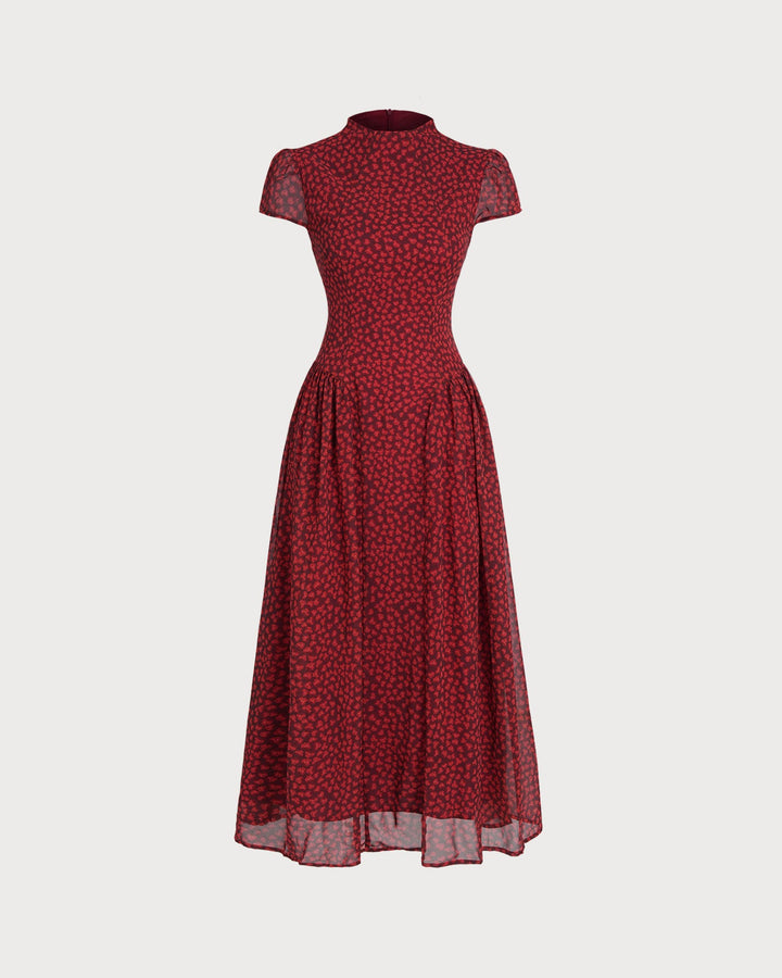 Morgan and Brooke | Cap Sleeve Floral Maxi Dress, Women's, Red
