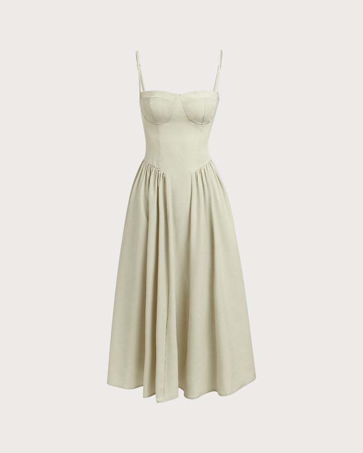 Morgan and Brooke | Green Square Neck Midi Dress