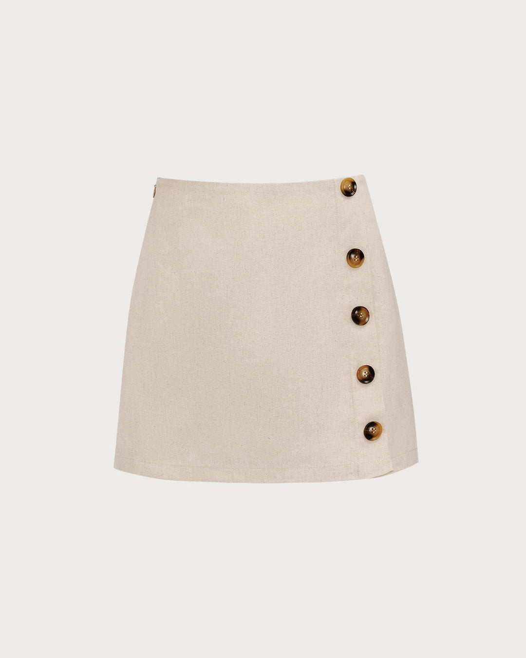 Morgan and Brooke | High-Waisted Cotton Mini Skirt for Women in Beige
