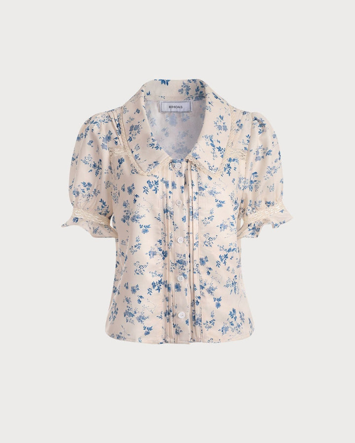 Morgan and Brooke | Lace Pleated Floral Shirt