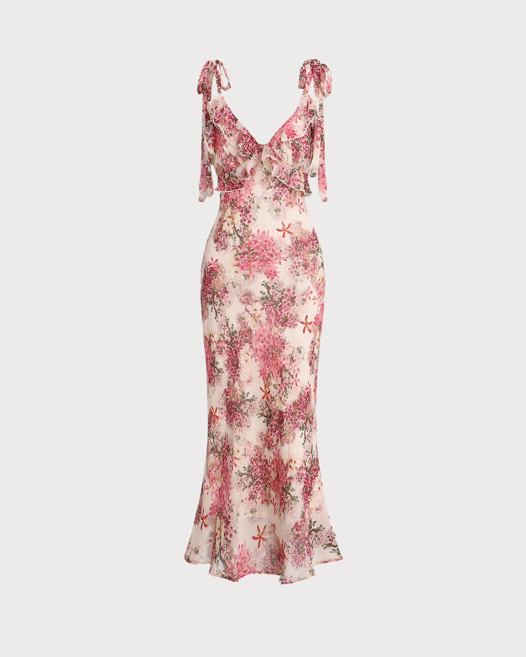 Morgan and Brooke | Floral Ruffle Midi Dress for Women in Pink