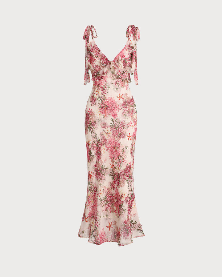 Morgan and Brooke | Floral Ruffle Midi Dress for Women in Pink