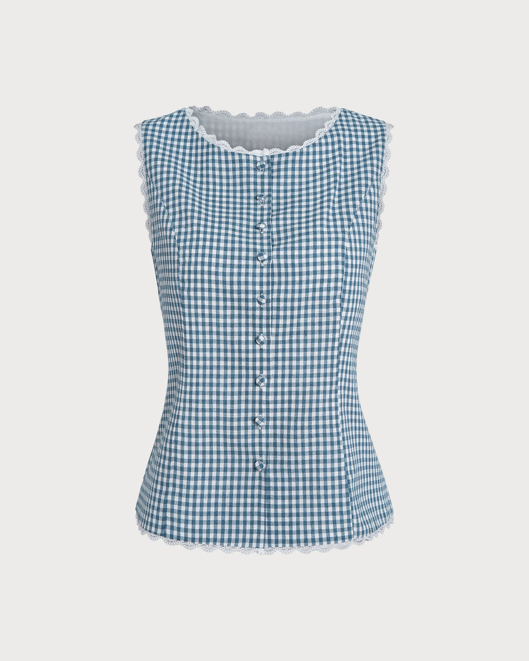 Morgan and Brooke | Sleeveless Tank Top for Women in Blue Plaid