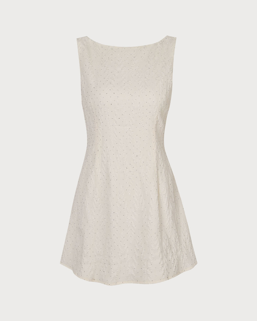 Morgan and Brooke | Beige Boat Neck Textured Mini Dress