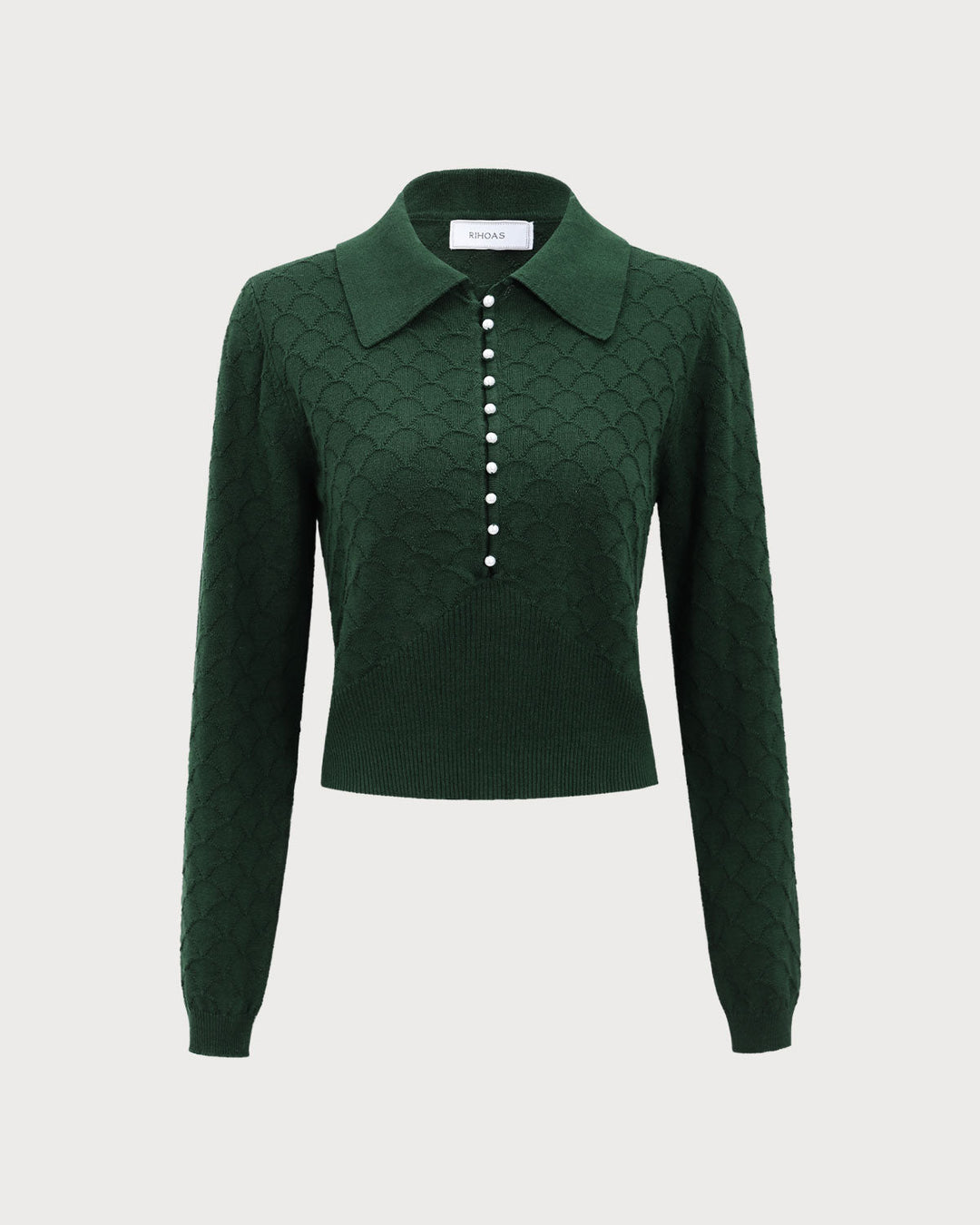 Morgan and Brooke | Dark Green Ribbed Knit Top