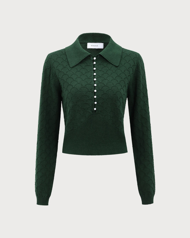 Morgan and Brooke | Dark Green Ribbed Knit Top
