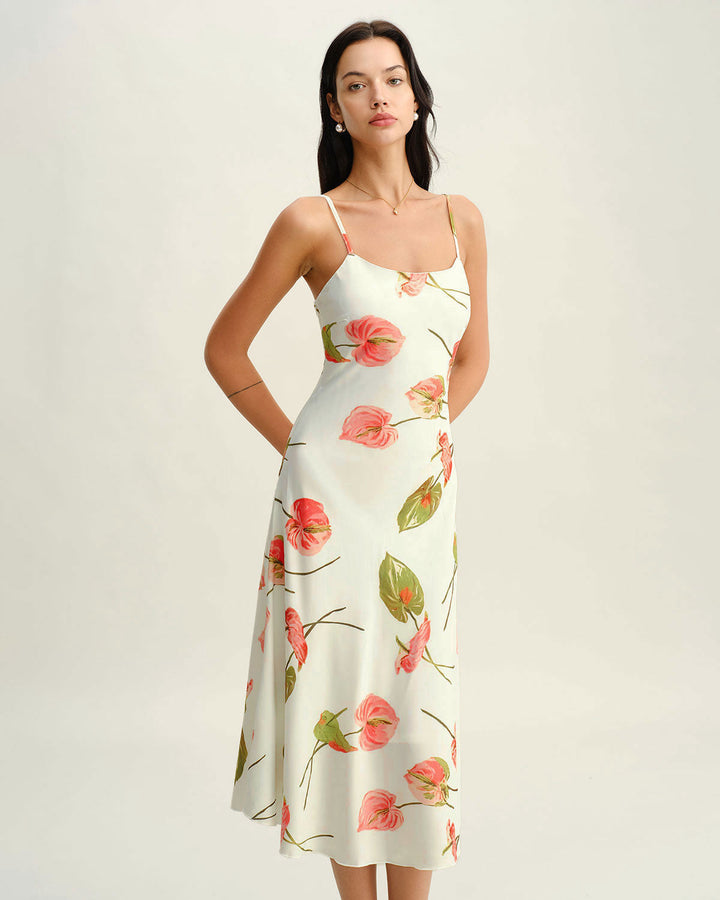 Morgan and Brooke | Floral Slip Midi Dress, White