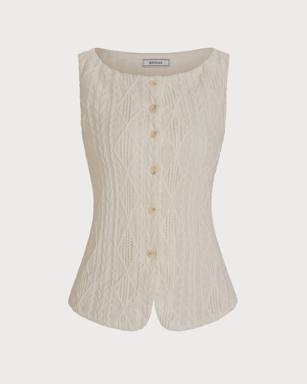 Morgan and Brooke | Beige Boat Neck Button Tank Top