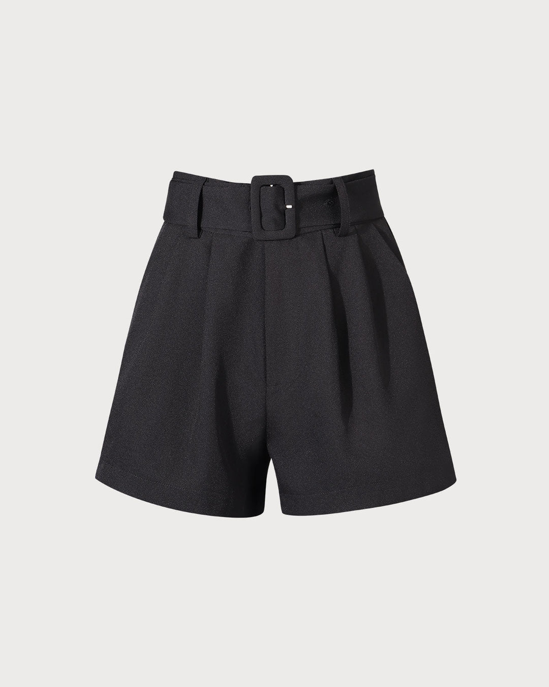 Morgan and Brooke | High-Waisted Pleated Belted Shorts for Women in Black