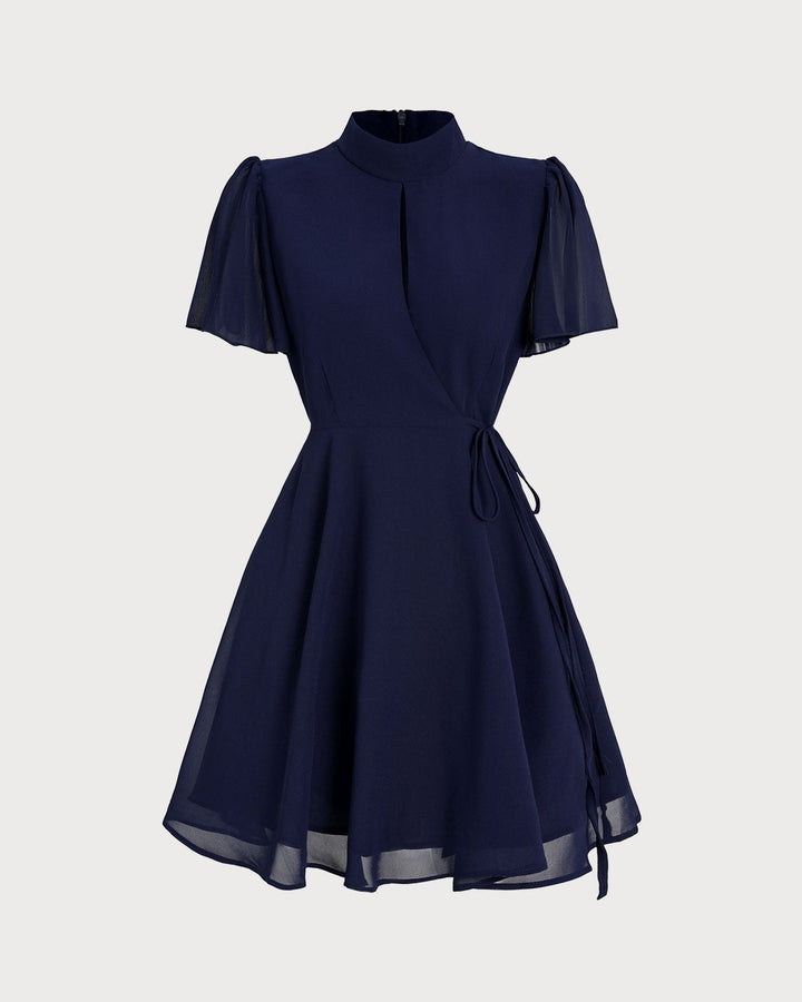Morgan and Brooke | Blue Butterfly Sleeve Mini Dress
