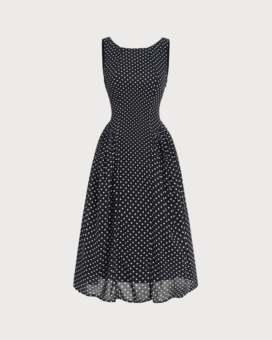 Morgan and Brooke | Chiffon Midi Dress for Women in Black Polka Dot
