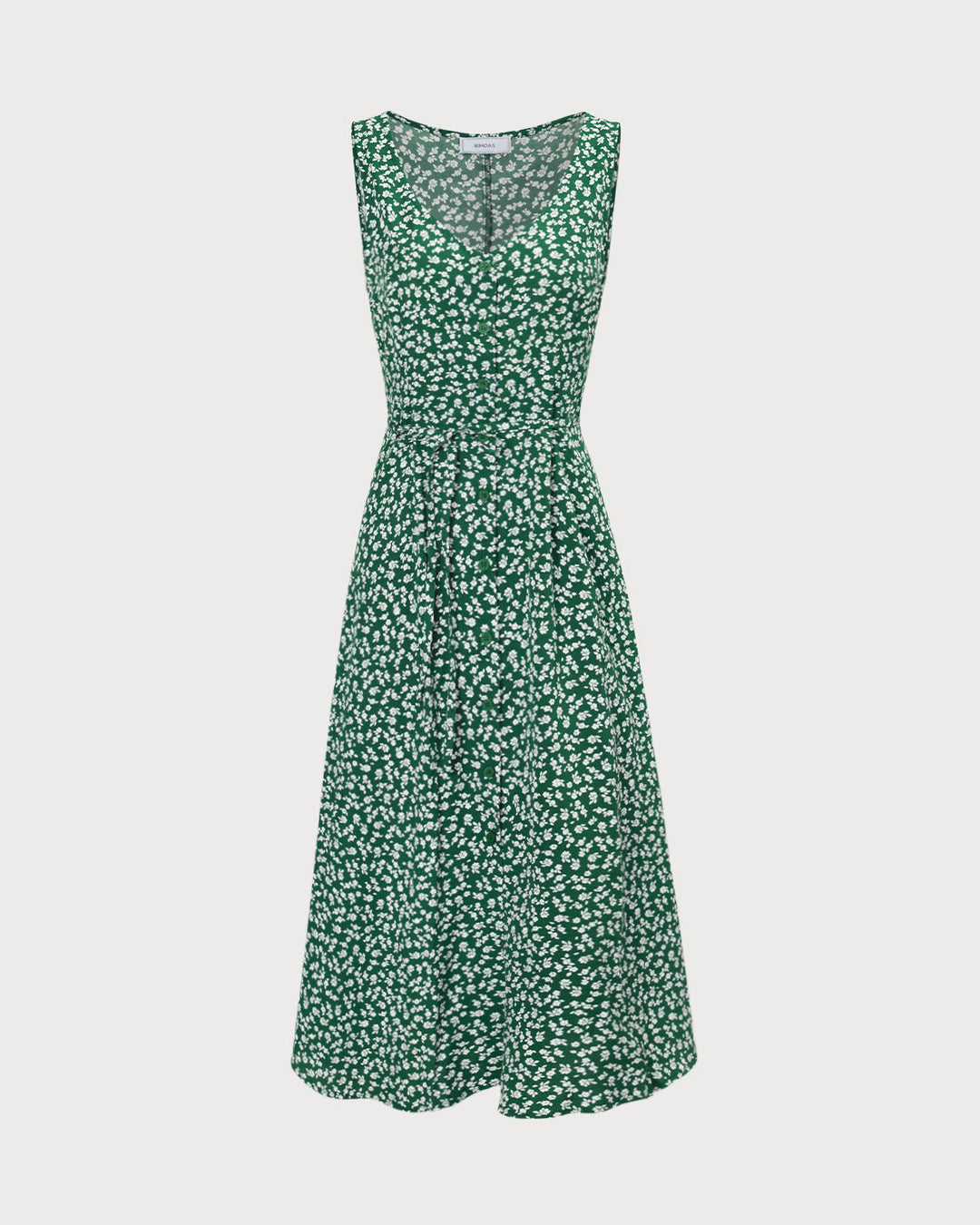 Morgan and Brooke | Green Floral V Neck Midi Dress