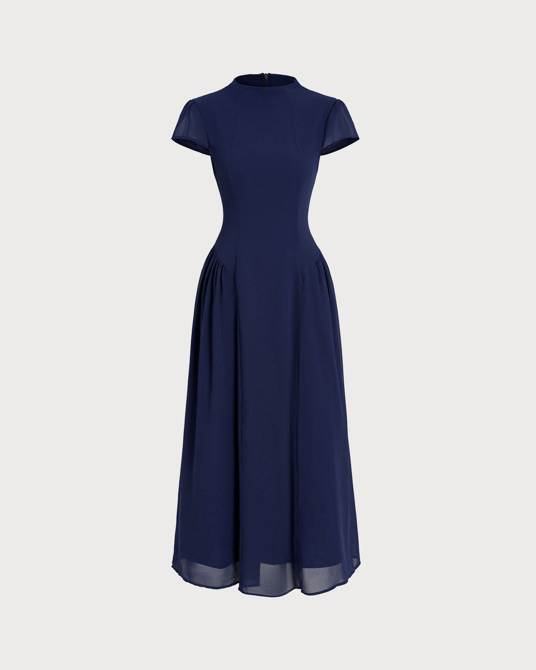 Morgan and Brooke | Puffed Sleeve Midi Dress for Women in Blue