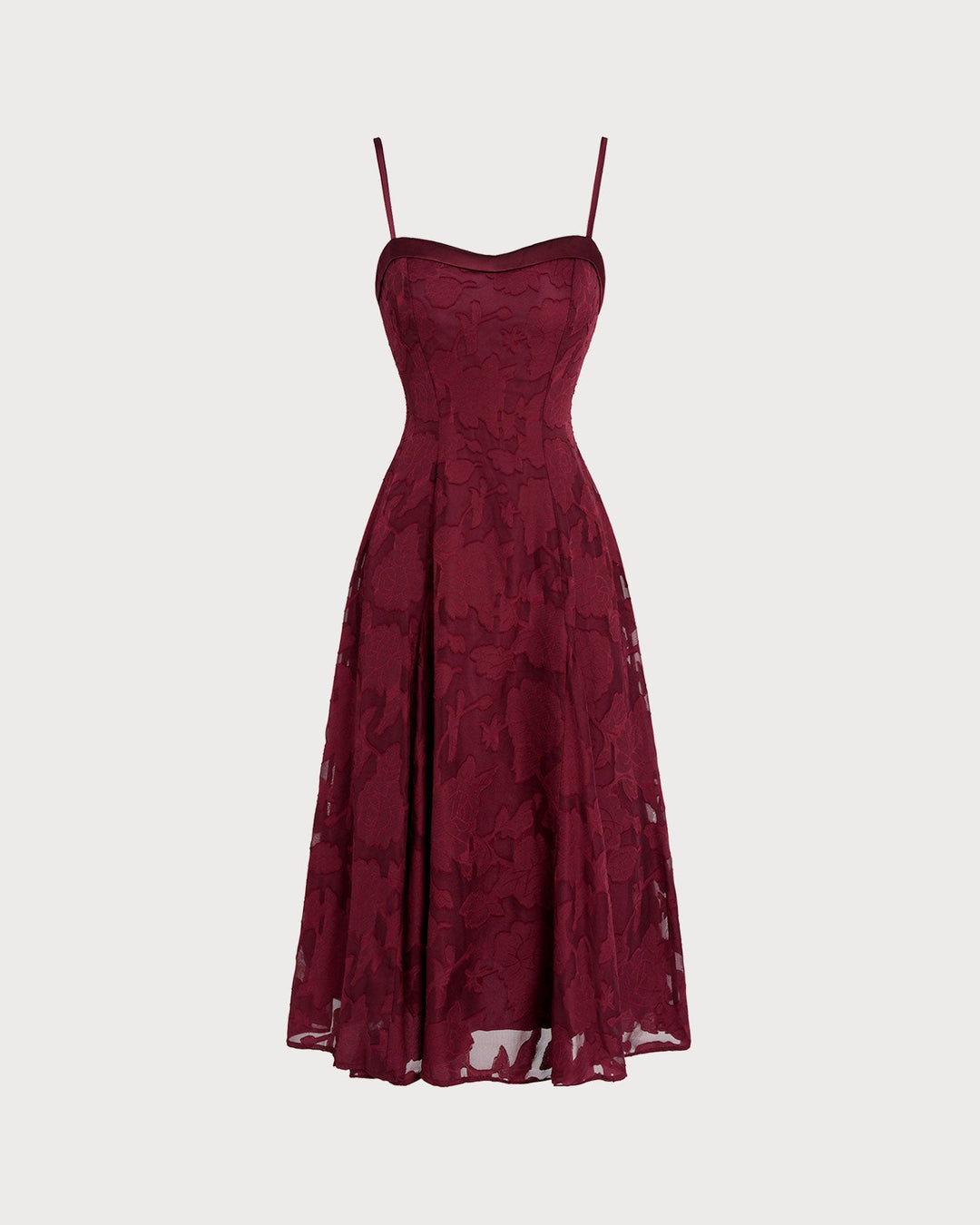 Morgan and Brooke | Wine Red Jacquard Slip Midi Dress
