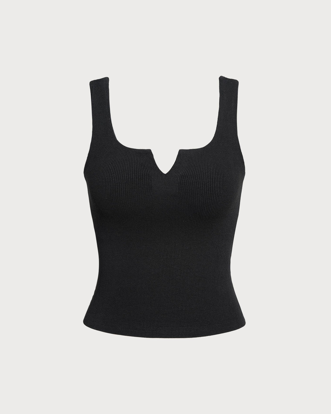 Morgan and Brooke | Black V Neck Ribbed Knit Tank Top