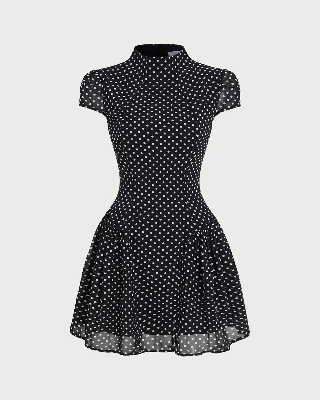 Morgan and Brooke | Chiffon Mini Dress for Women in Black with Polka Dots